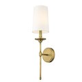 Z-Lite Emily 1 Light Wall Sconce, Rubbed Brass & Off White 3033-1S-RB